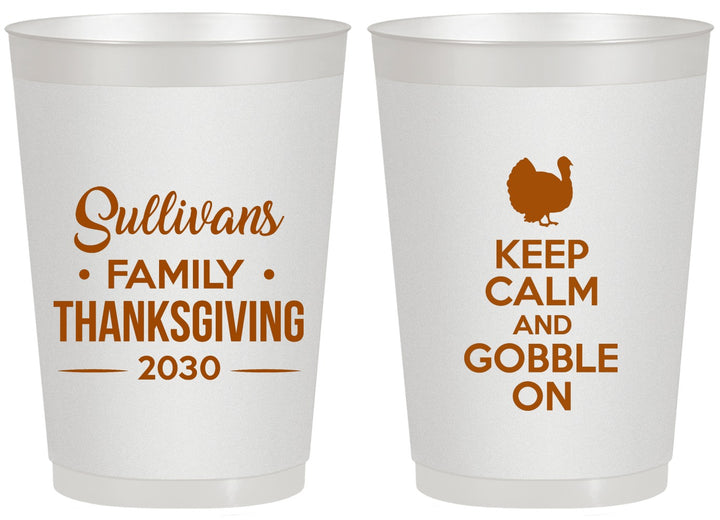 Personalized Thanksgiving 20 oz Frosted Cups - Gobble Turkey | 260024
