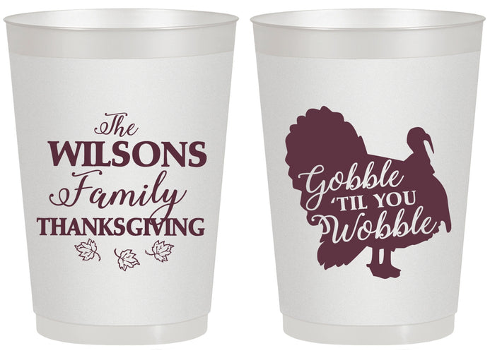 Personalized Thanksgiving 20 oz Frosted Cups - Gobble Til You Wobble | 260025