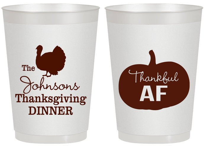Personalized Thanksgiving 20 oz Frosted Cups - Thankful Af | 260026