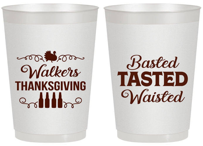 Personalized Thanksgiving 20 oz Frosted Cups - Basted Tasted Waisted | 260027