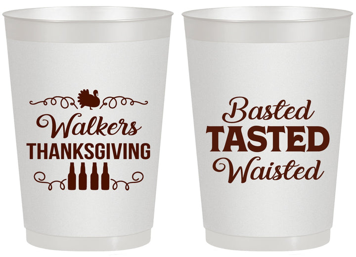 Personalized Thanksgiving 20 oz Frosted Cups - Basted Tasted Waisted | 260027