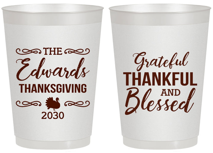 Personalized Thanksgiving 20 oz Frosted Cups - Grateful Blessed | 260030