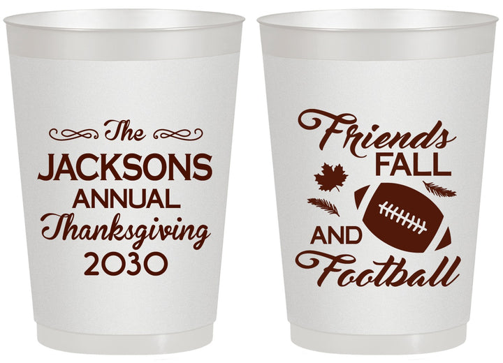 Personalized Thanksgiving 20 oz Frosted Cups - Football | 260031