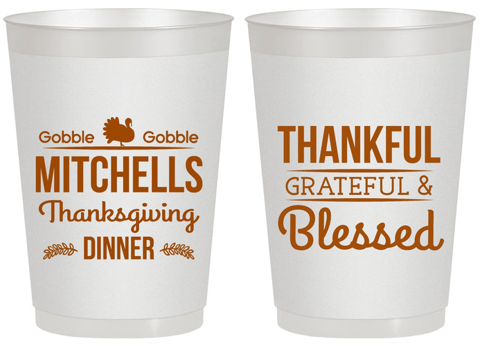 Personalized Thanksgiving 20 oz Frosted Cups - Thankful Blessed | 260032