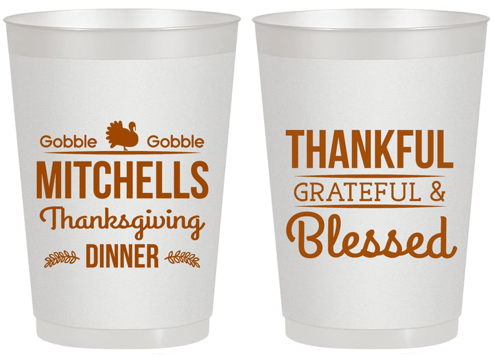 Personalized Thanksgiving 20 oz Frosted Cups - Thankful Blessed | 260032
