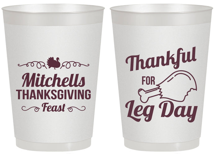 Personalized Thanksgiving 20 oz Frosted Cups - Leg Day | 260033