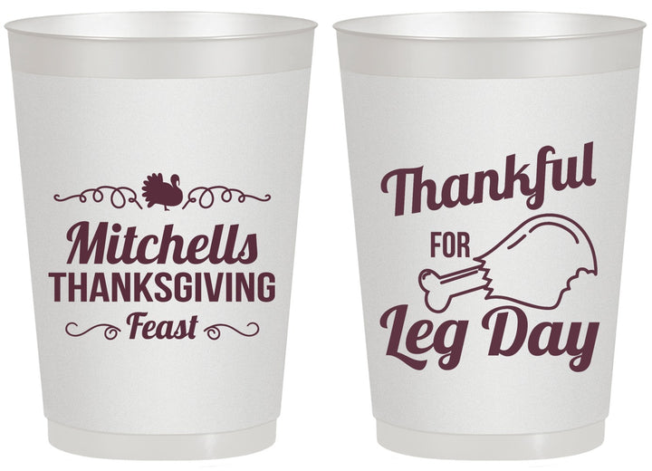 Personalized Thanksgiving 20 oz Frosted Cups - Leg Day | 260033