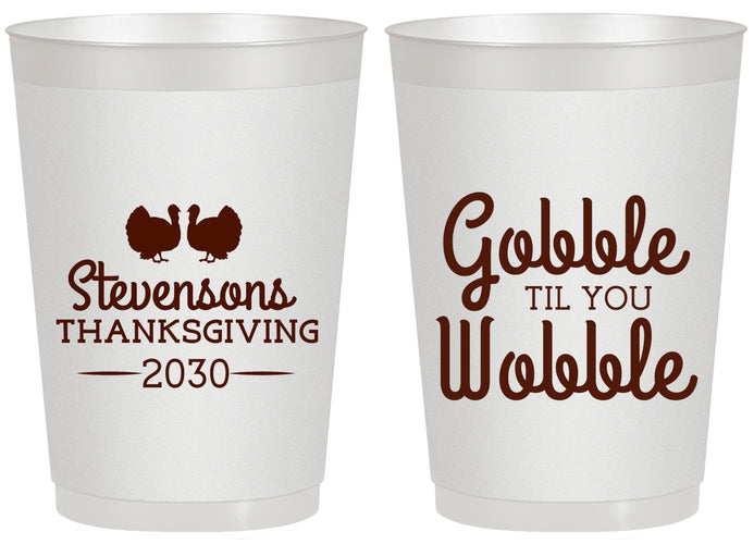 Personalized Thanksgiving 20 oz Frosted Cups - Gobble Til You Wobble | 260034