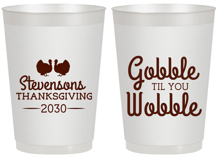 Personalized Thanksgiving 20 oz Frosted Cups - Gobble Til You Wobble | 260034