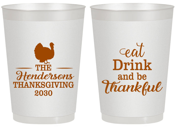 Personalized Thanksgiving 20 oz Frosted Cups - Eat Drink Thankful | 260036