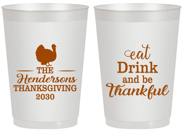 Personalized Thanksgiving 20 oz Frosted Cups - Eat Drink Thankful | 260036