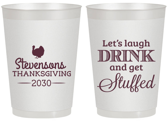 Personalized Thanksgiving 20 oz Frosted Cups - Turkey Stuffed | 260037