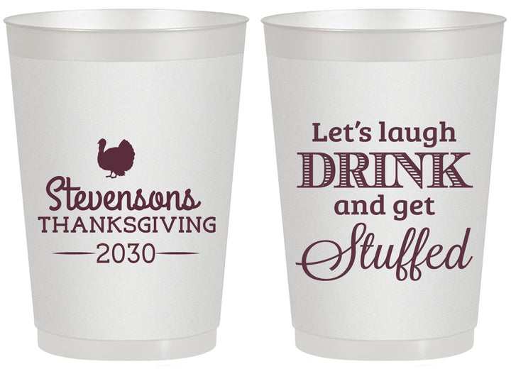 Personalized Thanksgiving 20 oz Frosted Cups - Turkey Stuffed | 260037