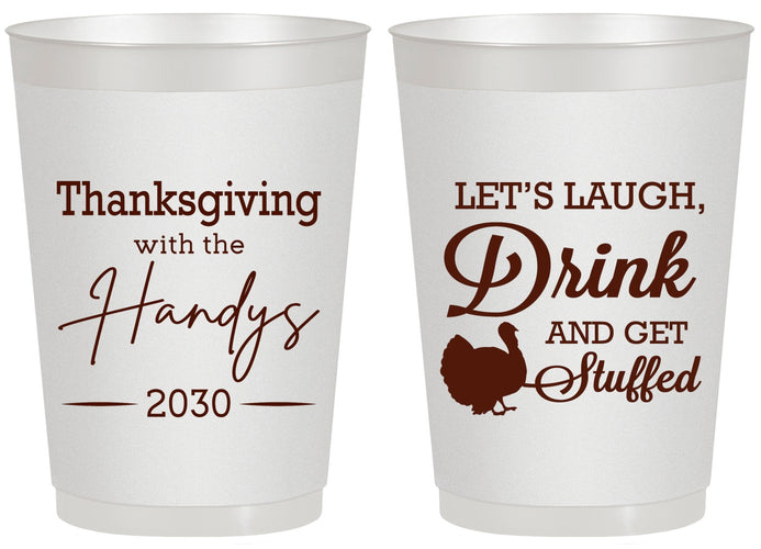Personalized Thanksgiving 20 oz Frosted Cups - Turkey Stuffed | 260038