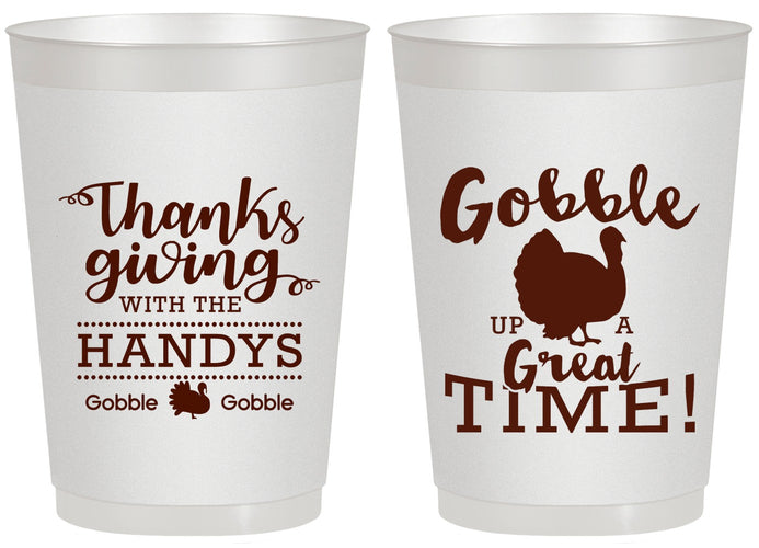 Personalized Thanksgiving 20 oz Frosted Cups - Turkey Gobble | 260043