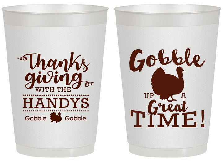Personalized Thanksgiving 20 oz Frosted Cups - Turkey Gobble | 260043