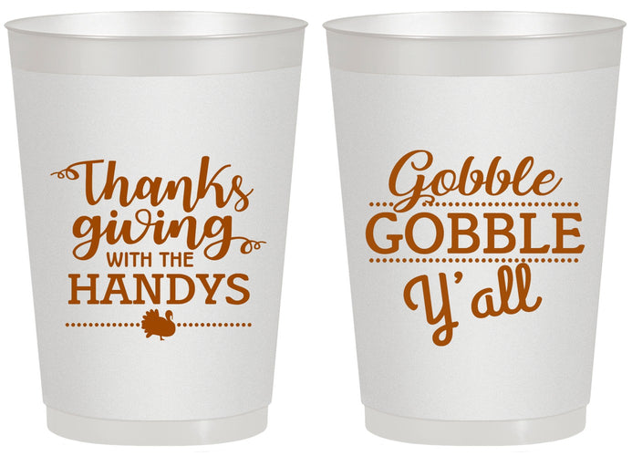Personalized Thanksgiving 20 oz Frosted Cups - Gobble Gobble | 260044