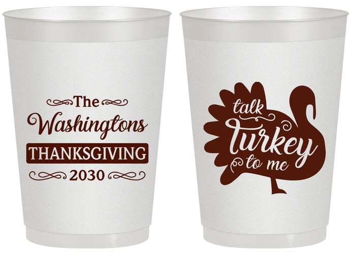 Personalized Thanksgiving 20 oz Frosted Cups - Talk Turkey To Me | 260046