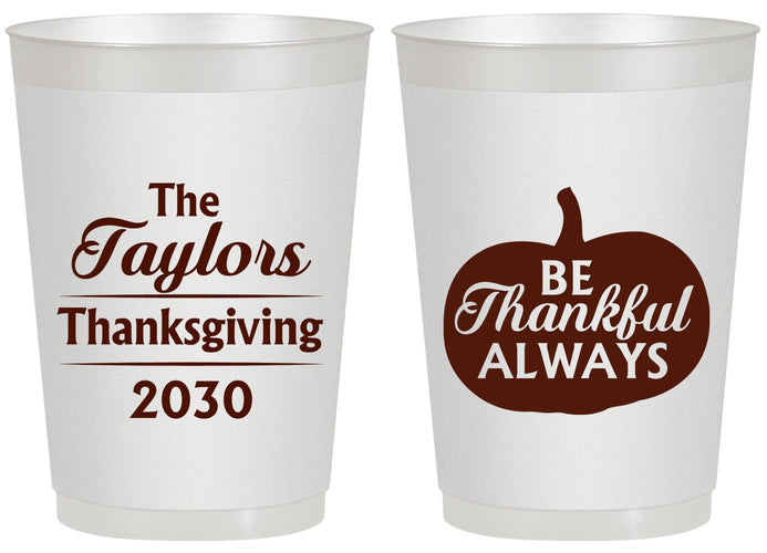 Personalized Thanksgiving 20 oz Frosted Cups - Pumpkin Thankful | 260047