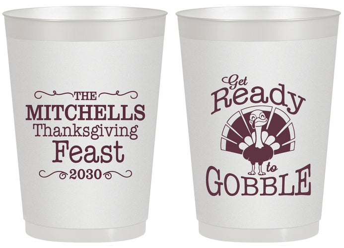 Personalized Thanksgiving 20 oz Frosted Cups - Turkey Gobble | 260049