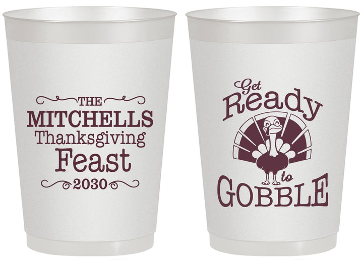 Personalized Thanksgiving 20 oz Frosted Cups - Turkey Gobble | 260049