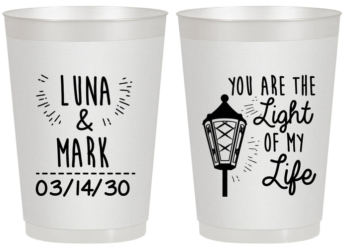Personalized Wedding 20 oz Frosted Cups - You Are The Light Of My Life | 261