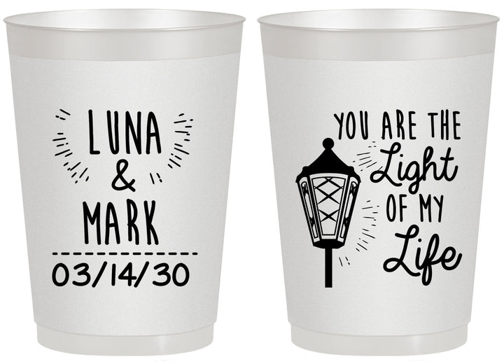 Personalized Wedding 20 oz Frosted Cups - You Are The Light Of My Life | 261