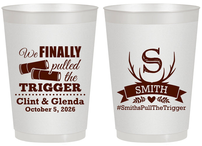 Personalized Wedding 20 oz Frosted Cups - Finally Pull The Trigger | 264