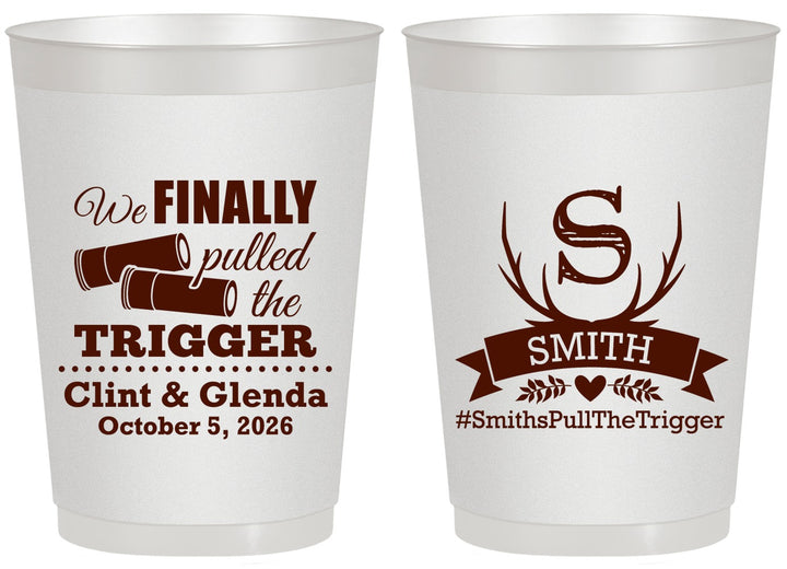 Personalized Wedding 20 oz Frosted Cups - Finally Pull The Trigger | 264