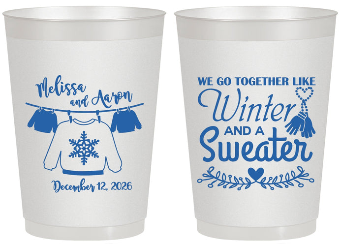 Personalized Wedding 20 oz Frosted Cups - Christmas Sweater | 265