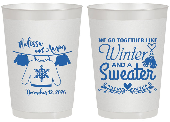 Personalized Wedding 20 oz Frosted Cups - Christmas Sweater | 265