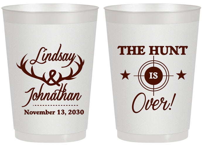 Personalized Wedding 20 oz Frosted Cups - The Hunt Is Over | 266