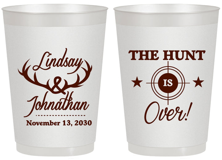 Personalized Wedding 20 oz Frosted Cups - The Hunt Is Over | 266