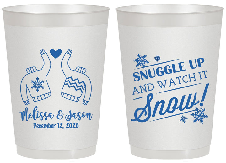 Personalized Wedding 20 oz Frosted Cups - Christmas Snow | 268