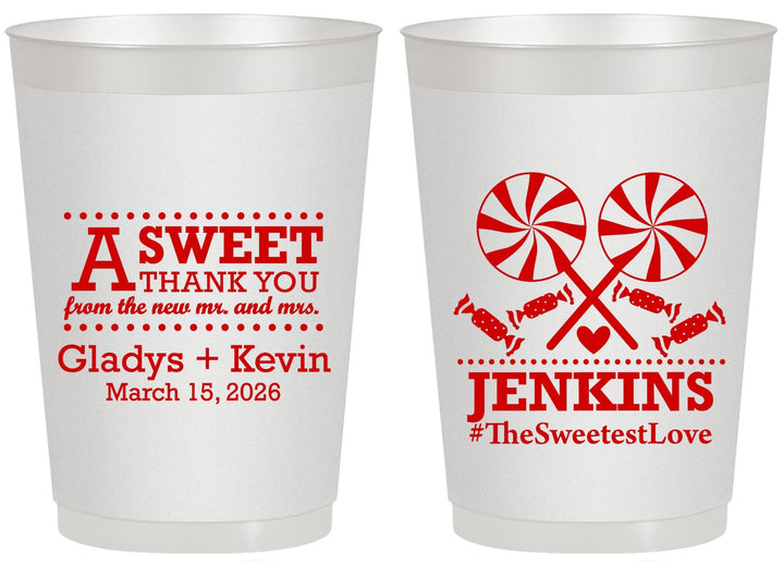 Personalized Wedding 20 oz Frosted Cups - Sweet Thank You | 269