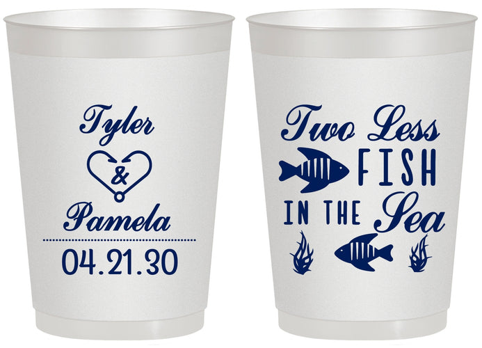 Personalized Wedding 20 oz Frosted Cups - Two Less Fish In The Sea | 270