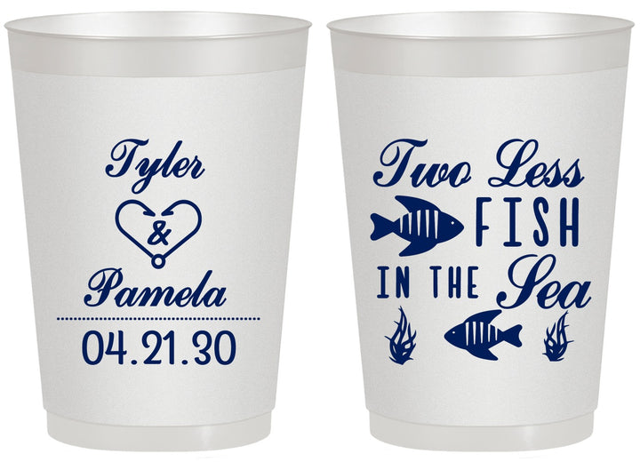 Personalized Wedding 20 oz Frosted Cups - Two Less Fish In The Sea | 270