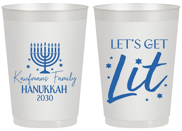 Personalized Hanukkah 20 oz Frosted Cups - Lets Get Lit | 270020