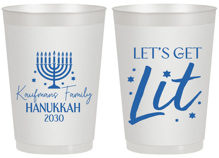 Personalized Hanukkah 20 oz Frosted Cups - Lets Get Lit | 270020