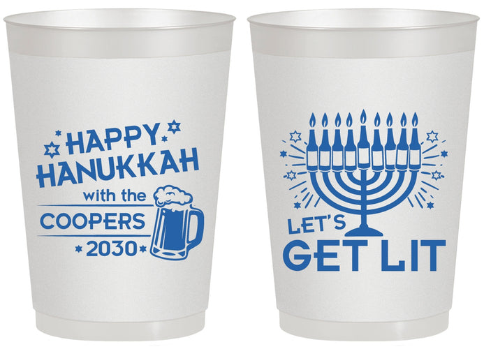 Personalized Hanukkah 20 oz Frosted Cups - Lets Get Lit | 270021