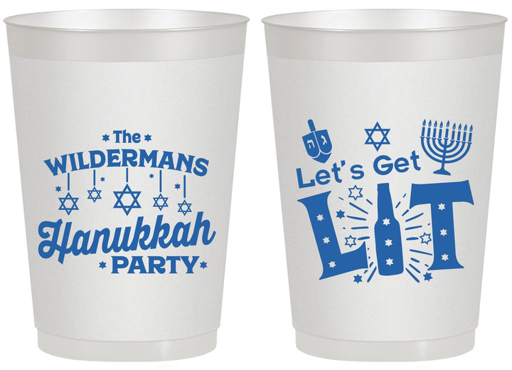 Personalized Hanukkah 20 oz Frosted Cups - Lets Get Lit | 270022