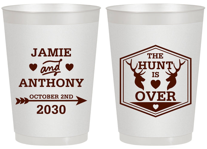 Personalized Wedding 20 oz Frosted Cups - The Hunt Is Over | 272