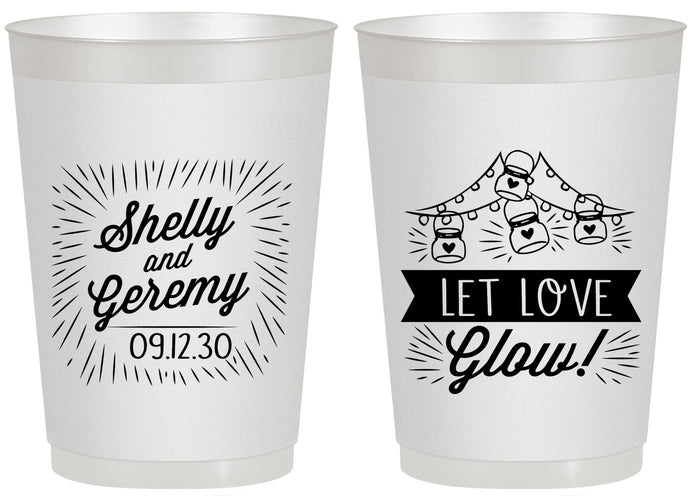 Personalized Wedding 20 oz Frosted Cups - Let Love Glow | 273
