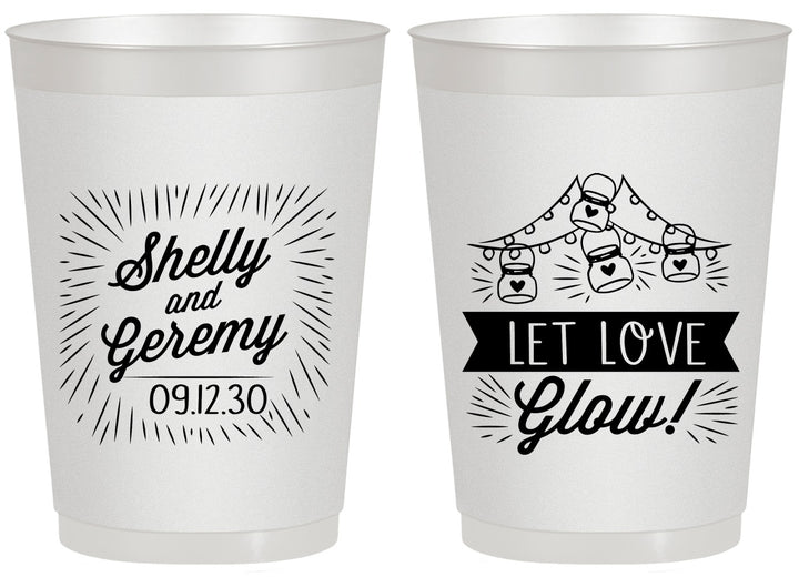 Personalized Wedding 20 oz Frosted Cups - Let Love Glow | 273