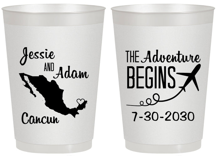 Personalized Wedding 20 oz Frosted Cups - The Adventure Begins | 275