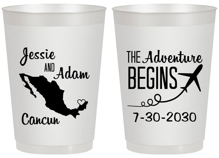 Personalized Wedding 20 oz Frosted Cups - The Adventure Begins | 275