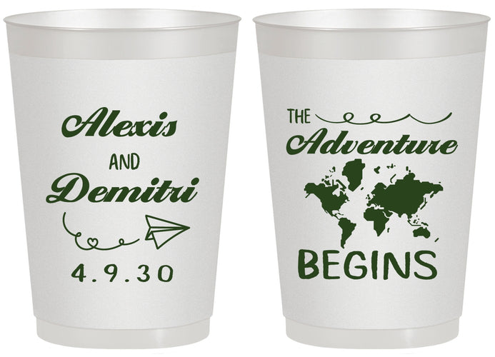 Personalized Wedding 20 oz Frosted Cups - The Adventure Begins | 276