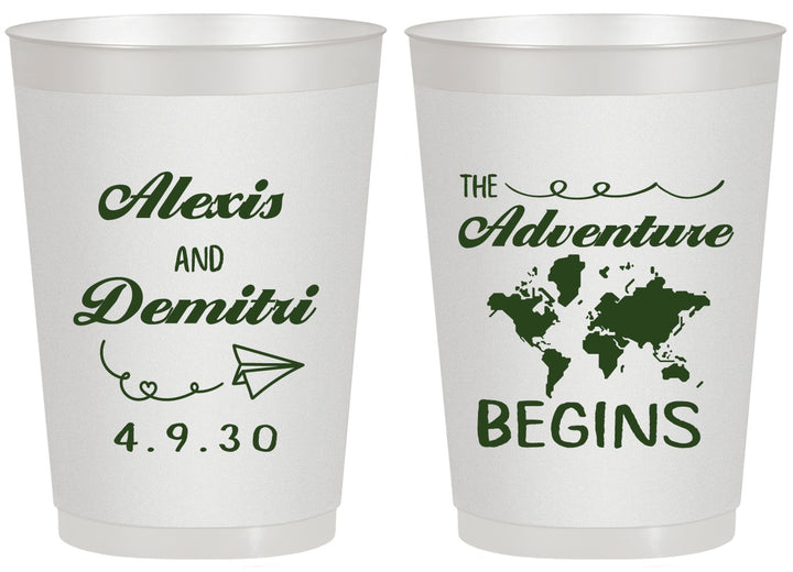 Personalized Wedding 20 oz Frosted Cups - The Adventure Begins | 276