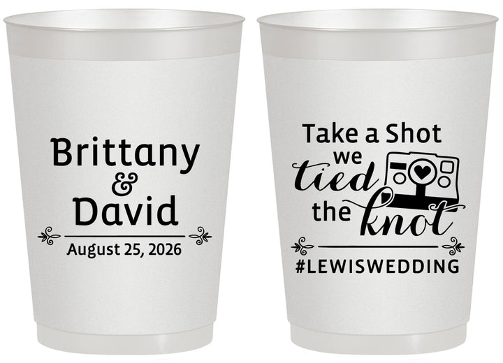 Personalized Wedding 20 oz Frosted Cups - Take A Shot We Tied The Knot | 277