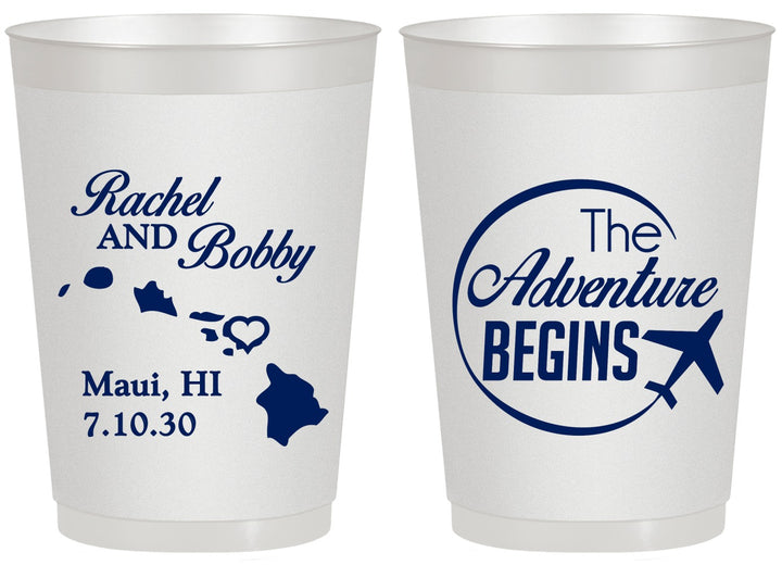 Personalized Wedding 20 oz Frosted Cups - The Adventure Begins | 278